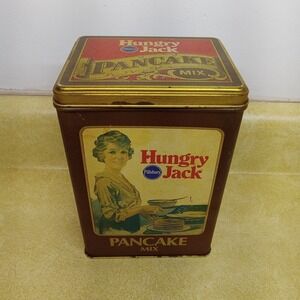 Vintage Pillsbury Hungry Jack Pancake Mix 32 oz Tin‎ Canister 1984